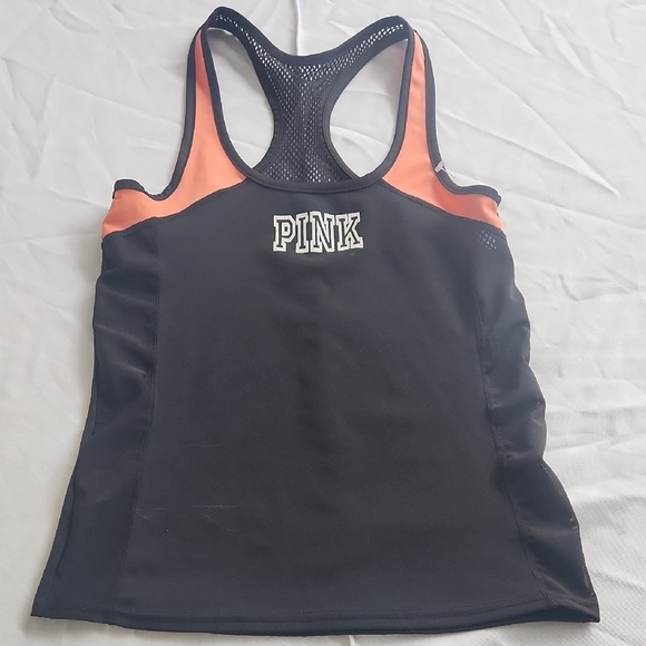 PINK Victoria's Secret Black and Orange Women's Tank Top - Picture 1 of 6